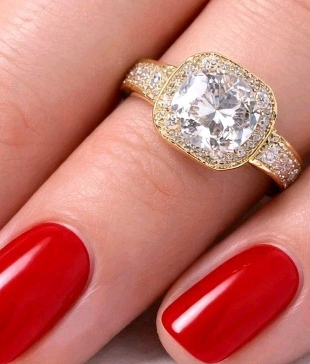 Premier Designs‎ Faux Diamond Glass Engagement Ring Size 7 Gold-tone r-33